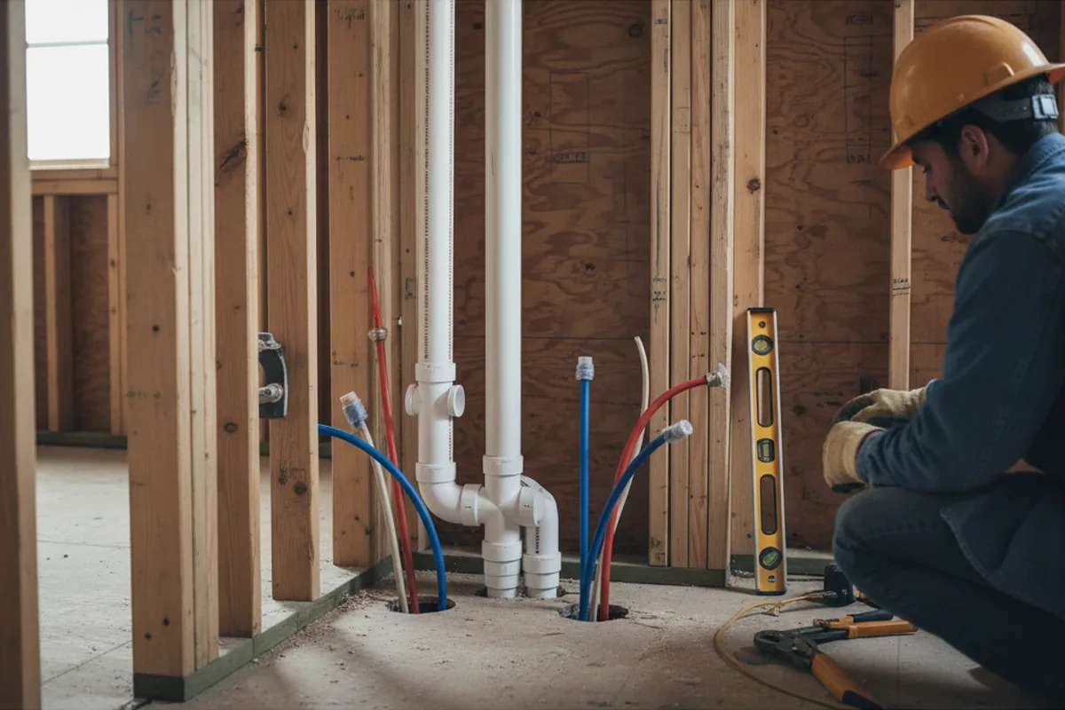 Drain and supply rough-in during Leak Detection in Albert Lea