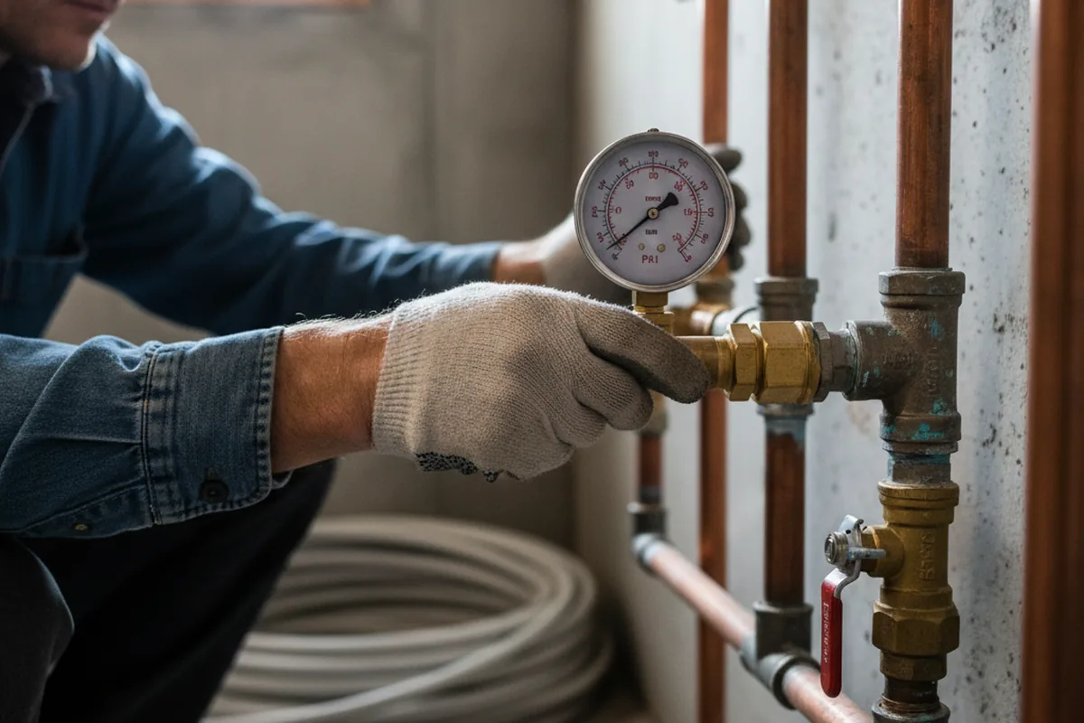 Pressure testing a repaired line during Water Line Repair in Albert Lea